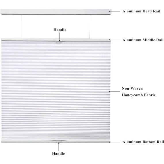 Custom Cordless Top Down Bottom Up Cellular Shades, Blackout Room Darkening Honeycomb Shades Pleated Blinds for Windows, Brown