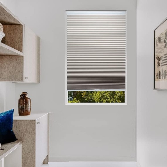 Custom Cut to Size Cordless Cellular Shades, Blackout Room Darkening Honeycomb Shades Pleated Blinds for Windows, Beige