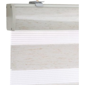 Custom Cordless Zebra Roller Blinds with Polyester Cover, Dual Layer Light Filtering Sheer Shades Horizontal Window Blinds for Day and Night, Beige