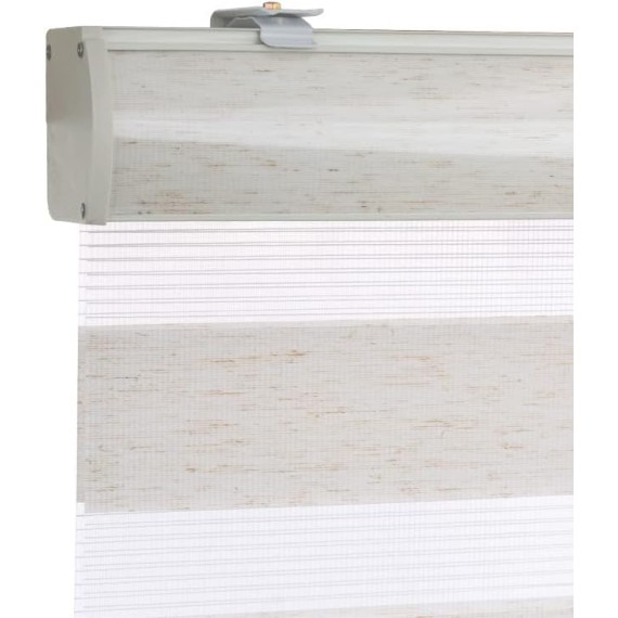 Custom Cordless Zebra Roller Blinds with Polyester Cover, Dual Layer Light Filtering Sheer Shades Horizontal Window Blinds for Day and Night, Beige