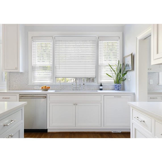 2" Real Wood Blinds, White Wood Blinds, Cordless Room Darkening Blinds for Windows - Actual Blinds Size: 20 3/4'' W x 60'' H, Basswood - White