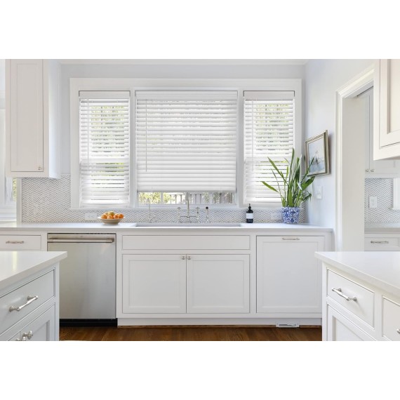 2" Real Wood Blinds, White Wood Blinds, Cordless Room Darkening Blinds for Windows - Actual Blinds, Basswood - White