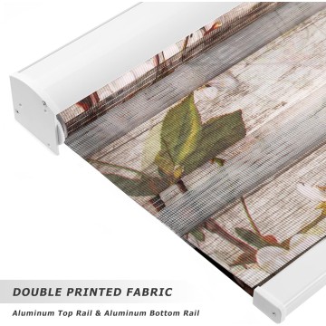 Cordless Dual Layer Zebra Blinds for Windows, Light Filtering Privacy Roller Shades for Day and Night - Fit for Windows Size 20'' W x 72'' H, Sand with Flowers