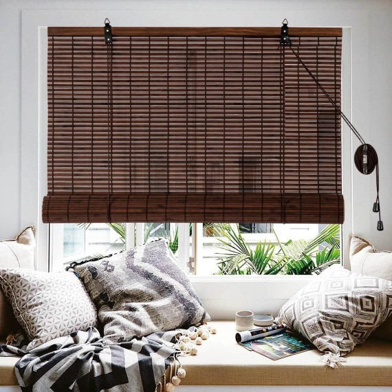 Bamboo Blinds, Bamboo Roll Up Shades for Windows, Light Filtering Bamboo Roller Shades for Indoor Outdoor Home Patio Porch 72W*72L