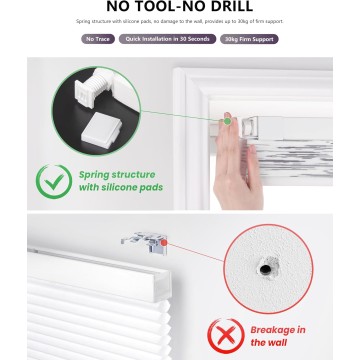 No Tools No Drill Cordless Cellular Shades, Light Filtering Honeycomb Window Blinds Pleated Blinds for Window, Grey Leaves