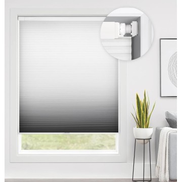 No Tools No Drill Cordless Cellular Shades, Gradient Window Blinds Light Filtering Honeycomb Blinds for Window, Grey
