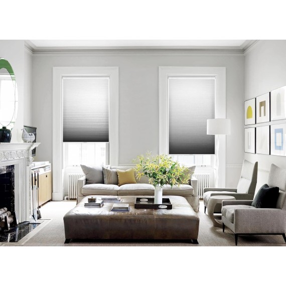 No Tools No Drill Cordless Cellular Shades, Gradient Window Blinds Light Filtering Honeycomb Blinds for Window, Grey