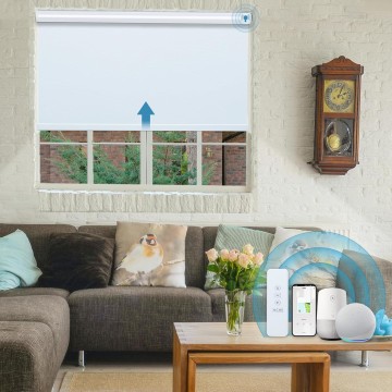 Motorized Roller Shades, Blackout Motorized Blinds with Remote Control, Compatible with Alexa, White, 24" W x 72" H