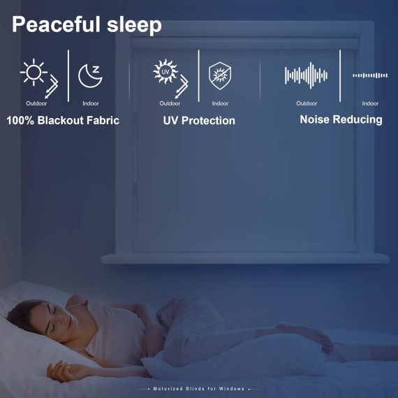 Motorized Roller Shades, Blackout Motorized Blinds with Remote Control, Compatible with Alexa, White, 24" W x 72" H