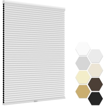 No Tools No Drill Cordless Cellular Shades, Blackout Honeycomb Shades Room Darkening Pleated Blinds for Window Size 19" W x 36" H, White