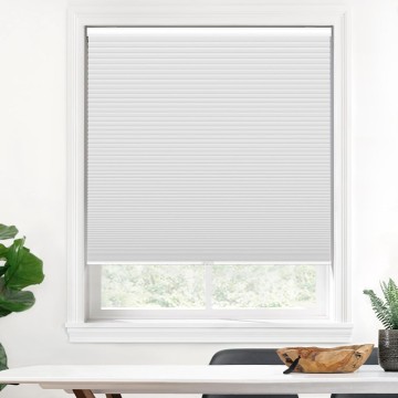 Cordless Cellular Shades, Blackout Honeycomb Shades with 1.5 inch cells, Room Darkening Pleated Blinds for Window Size 19" W x 36" H, White