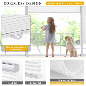 Cordless Cellular Shades, Light Filtering 1.5 inch Honeycomb Shades Pleated Blinds for Window, White