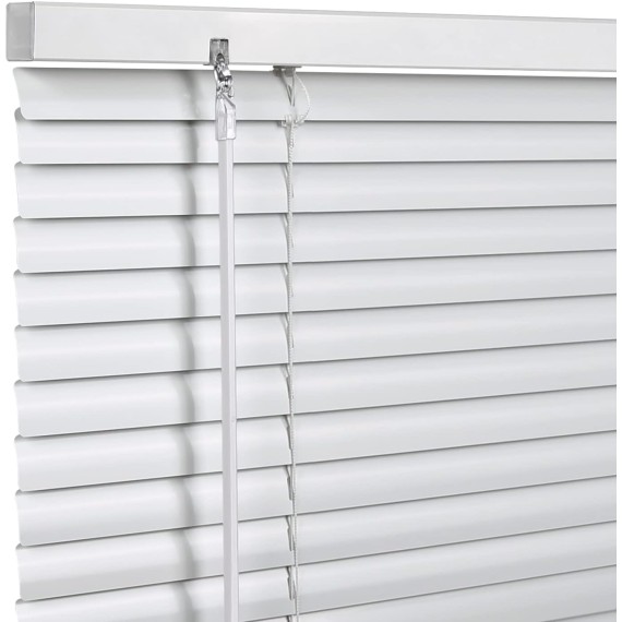 Cordless 1" Aluminum Mini Blinds, Blackout Privacy Room Darkening Horizontal Window Blinds, Custom Cut to Size Blinds for Windows, White