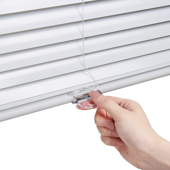 Cordless 1" Aluminum Mini Blinds, Blackout Privacy Room Darkening Horizontal Window Blinds, Custom Cut to Size Blinds for Windows, White
