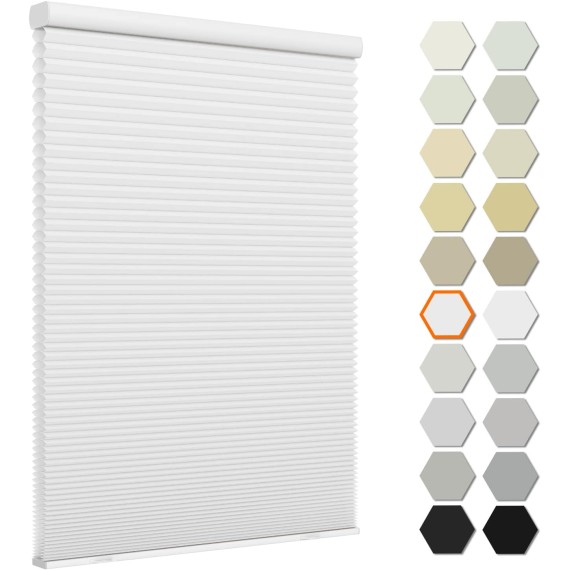 Cordless Cellular Shades, Custom Cut to Size Light Filtering 1.5 inch Honeycomb Shades Pleated Blinds for Windows, White