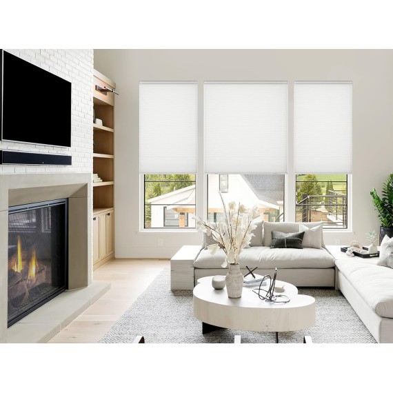 Cordless Cellular Shades, Light Filtering Customized Honeycomb Shades Pleated Blinds for Windows, White