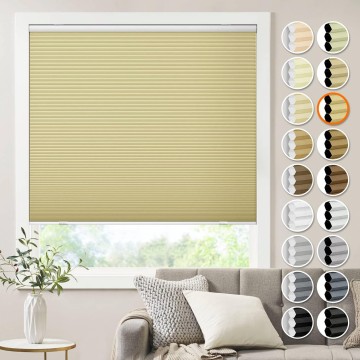 Cordless Cellular Shades, Blackout Room Darkening Customized Honeycomb Shades Pleated Blinds for Windows, Beige