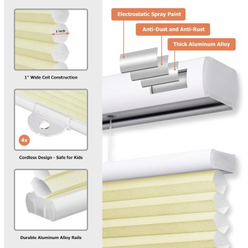 Cordless Top Down Bottom Up Cellular Shades, Light Filtering Honeycomb Shades Pleated Blinds for Windows, Custom Cut to Size Window Blinds, Cream