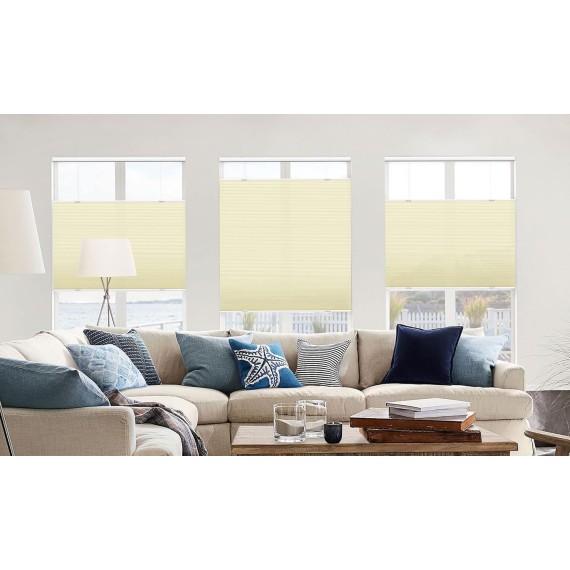 Cordless Top Down Bottom Up Cellular Shades, Light Filtering Honeycomb Shades Pleated Blinds for Windows, Custom Cut to Size Window Blinds, Cream