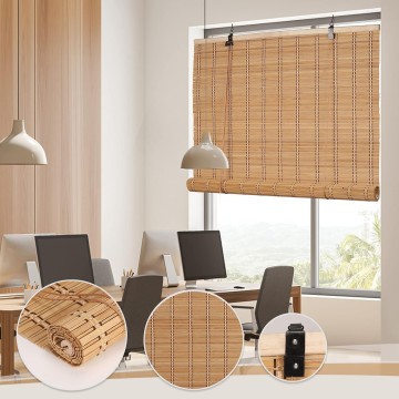 H Bamboo Roller Blinds Sun Shade,Retro Light Filtering Roller Bamboo Curtains Bamboo Roll Up Window Bamboo Roller Curtain Shades for Windows,Doorways.