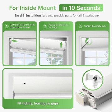 Motorized Blinds with Remote,Upgraded to【No Drill Smart Blinds】 Grasscloth Fabric,Automatic Blinds,Cordless Roller Shades,Electric Blinds for Windows,Work with Alexa/Google,White