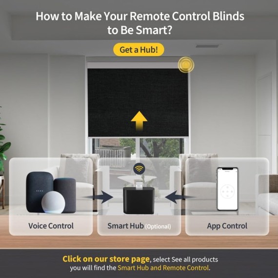 Motorized Blinds with Valance Cover Upgraded Smart Blinds Grasscloth Fabric Electric Blinds Remote Control Automatic Roller Shades for Windows Work with Alexa Google Home