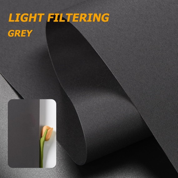 No Tools No Drill Cordless Roller Blinds Shades, Light Filtering Thermal Insulated UV Protection Privacy Blinds for Window, Grey