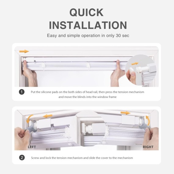 No Tools-No Drill 1" Horizontal Vinyl Window Blinds, Custom Cut to Size Cordless Blinds for Windows, Light Filtering Mini Window Blinds, White