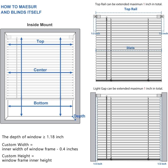 No Tools-No Drill 1" Horizontal Vinyl Window Blinds, Custom Cut to Size Cordless Blinds for Windows, Light Filtering Mini Window Blinds, White