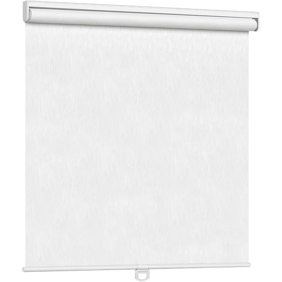 Cordless Roller Shade, Free-Stop Blackout Blinds for Windows, Thermal Insulated UV Protection Fabric with Striped Jacquard, Roll Up Blinds for French Doors, Bathroom: 20'' W x 72'' H, White