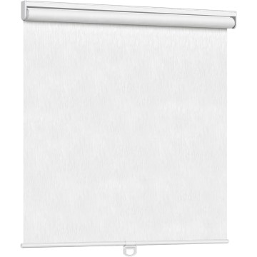 Cordless Roller Shade, Free-Stop Blackout Blinds for Windows, Thermal Insulated UV Protection Fabric with Striped Jacquard, Roll Up Blinds for French Doors, Bathroom:White