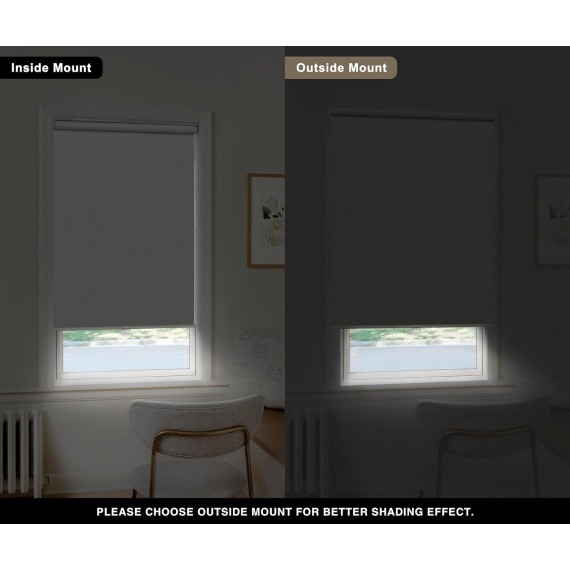 Cordless Roller Shade, Free-Stop Blackout Blinds for Windows, Thermal Insulated UV Protection Fabric with Striped Jacquard, Roll Up Blinds for French Doors, Bathroom:White