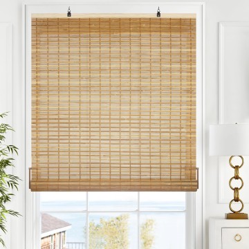 Cordless Bamboo Blinds, Bamboo Roll Up Shades for Windows, Light Filtering Hanging Window Blinds, Bamboo Shades for Patio Indoor/Outdoor Porch - Blinds, Squirrel
