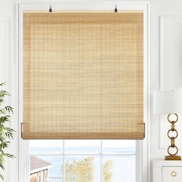 Cordless Bamboo Blinds, Bamboo Roll Up Shades for Windows, Light Filtering Hanging Window Blinds, Bamboo Shades for Patio Indoor/Outdoor Porch - Blinds, Carbonized