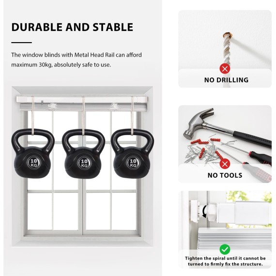Cordless No Tools-No Drill 1" Vinyl Horizontal Mini Blinds, Light Filtering Blinds for Windows, Blinds & Shades for Window, Mahogany