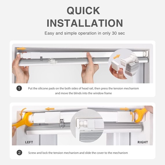 Cordless No Tools-No Drill 1" Vinyl Horizontal Mini Blinds, Light Filtering Blinds for Windows, Blinds & Shades for Window, Mahogany