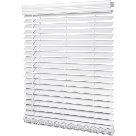 2-inch Cordless Faux Wood Blinds with Royal Valance, Room Darkening Horizontal Window Blinds, Inside Mount Blinds for Windows - Actual Blinds Size: 22.5'' W x 36'' H - White