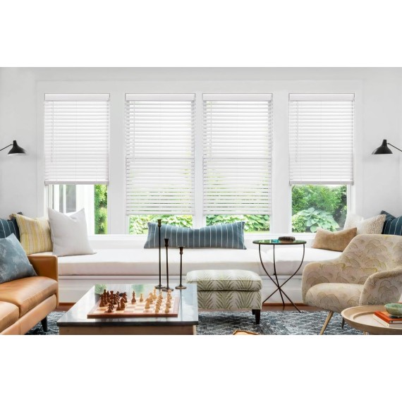 2-inch Cordless Faux Wood Blinds with Royal Valance, Room Darkening Horizontal Window Blinds, Inside Mount Blinds for Windows - Actual Blinds Size: 22.5'' W x 36'' H - White