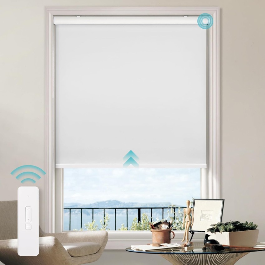 Changshade 100% Blackout Motorized Roller Shade - Waterproof, UV Protection, Cordless - 4 Colors