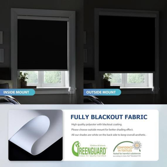 Motorized Roller Shades, Automatic Smart Blinds for Windows with Remote Control, 100% Blackout Cordless Roll up Shades for Windows Size 23 1/2'' W x 72'' H, White