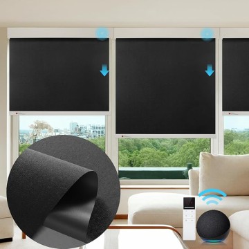 Motorized Smart Blind for Window,Automatic Blackout Roller Shade Compatible, with Remote Control, Child Safety Rechargeable Battery Blind with Valance,Customize (Tuxedo Colour)