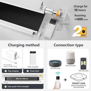 Motorized Smart Blind for Window,Automatic Blackout Roller Shade Compatible, with Remote Control, Child Safety Rechargeable Battery Blind with Valance,Customize (Tuxedo Colour)