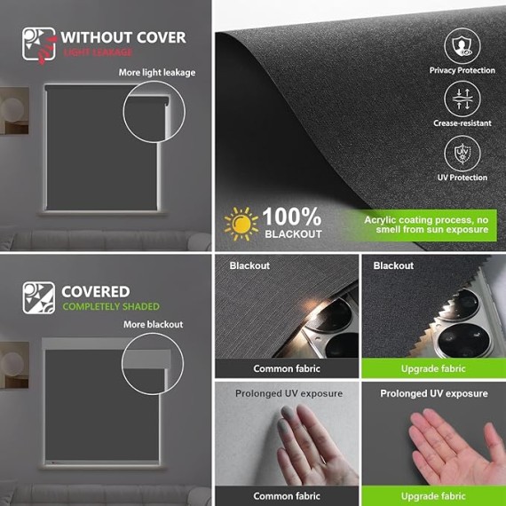 Motorized Smart Blind for Window,Automatic Blackout Roller Shade Compatible, with Remote Control, Child Safety Rechargeable Battery Blind with Valance,Customize (Tuxedo Colour)