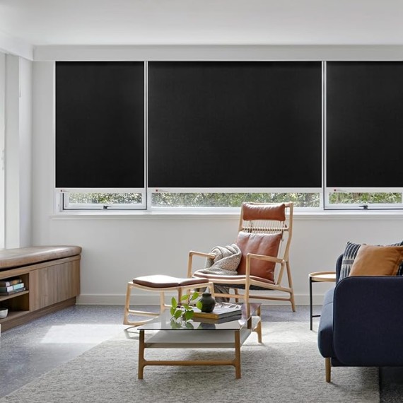 Motorized Smart Blind for Window,Automatic Blackout Roller Shade Compatible, with Remote Control, Child Safety Rechargeable Battery Blind with Valance,Customize (Tuxedo Colour)
