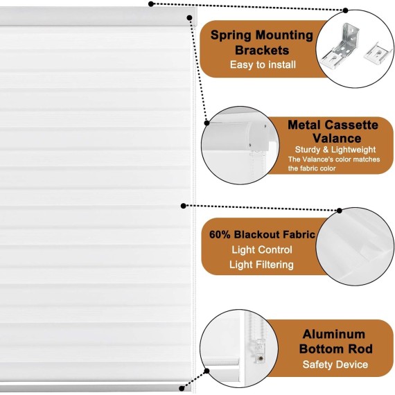 Zebra Blinds Roller Shades for Windows, Pretection Privacy, Light Filtering Control Day and Night, Corded Roll pull down Blind for home and office (offWhite - Width 72", Max Drop Height 72")