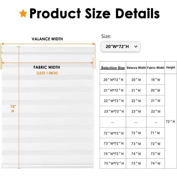 Zebra Blinds Roller Shades for Windows, Pretection Privacy, Light Filtering Control Day and Night, Corded Roll pull down Blind for home and office (offWhite - Width 72", Max Drop Height 72")