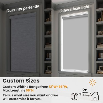 Blackout Roller Shades for windows Cordless Striped Jacquard Roller Shades with Cassette Valance Thermal Insulated UV Protection Window Shades for Home Office Bedroom,Blue Grey