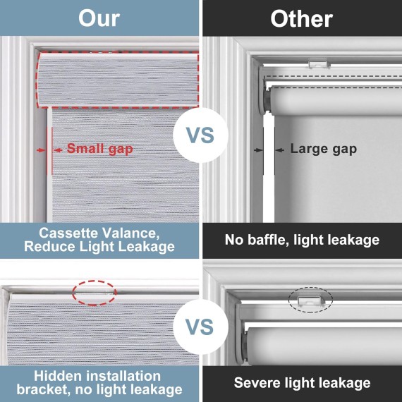 Blackout Roller Shades for windows Cordless Striped Jacquard Roller Shades with Cassette Valance Thermal Insulated UV Protection Window Shades for Home Office Bedroom,Blue Grey