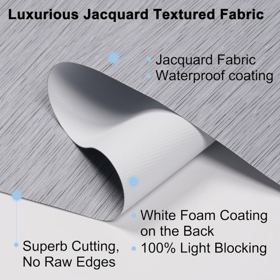 Blackout Roller Shades for windows Cordless Striped Jacquard Roller Shades with Cassette Valance Thermal Insulated UV Protection Window Shades for Home Office Bedroom,Blue Grey