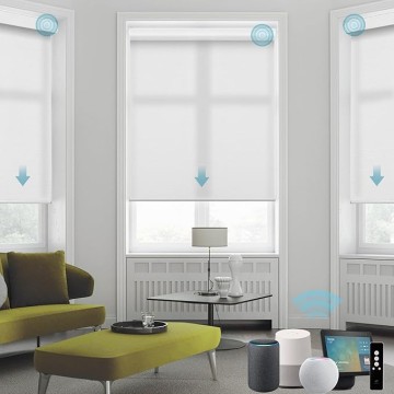 Motorized Smart Blinds for Windows in Light Filtering, Electric Remote Roller Shades Compatible with Alexa/Google Home/Homekit, Custom Up to 110”W x 148”H, Essential Translucent White
